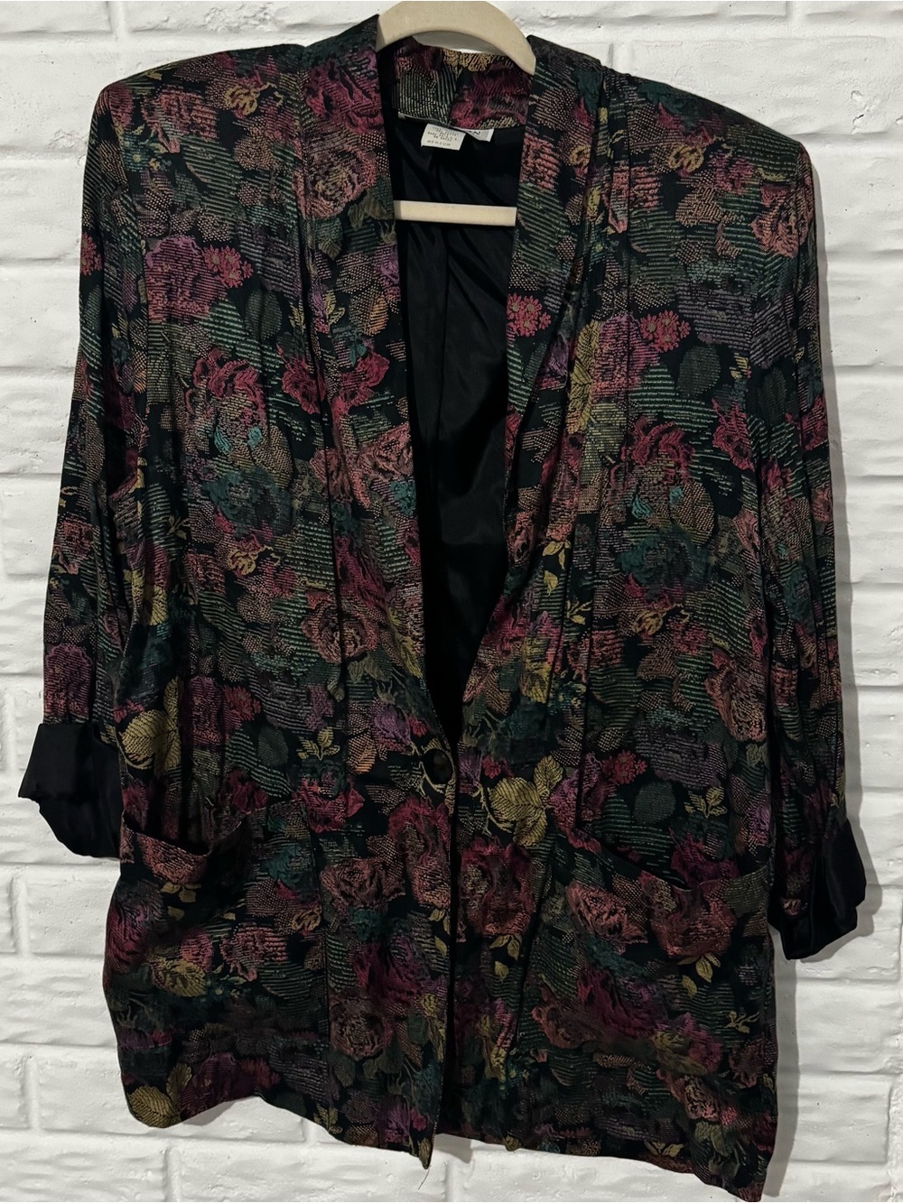 Vintage 80s Kensington Square Blazer Women's Medium Floral Single Button USA